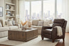 Image of Leland Spanish Moss Dual Power "Quick Ship" Leather Transitional Recliner