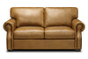 Image of Lex Traditional Leather Rolled Arm Loveseat With Nailheads