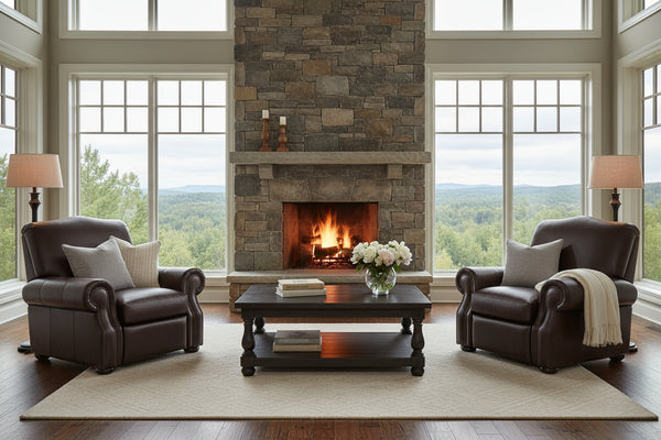 Lex Traditional Leather Rolled Arm Club Chair Recliner