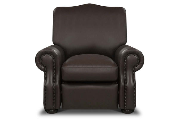 Lex Traditional Leather Rolled Arm Club Chair Recliner