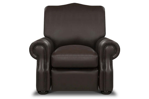 Lex Traditional Leather Rolled Arm Club Chair Recliner