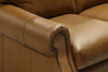 Image of Lex 94 Inch Traditional Leather Roll Arm Sofa With Nailheads