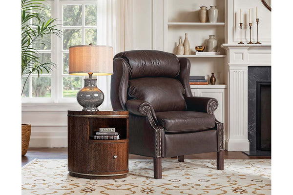 Liam Chocolate "Quick Ship" Traditional Chippendale Wingback Recliner