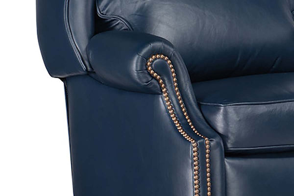Liam Navy "Quick Ship" Traditional Chippendale Wingback Recliner