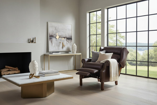 Liam Chocolate "Quick Ship" Traditional Chippendale Wingback Recliner