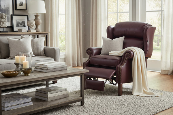 Liam Olmstead "Quick Ship" Traditional Chippendale Wingback Recliner