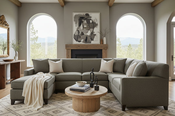 Solomon Tight Back Track Arm Fabric Sectional Couch