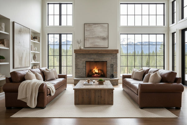 Lloyd 111 Inch Transitional Leather Pillowback Sofa