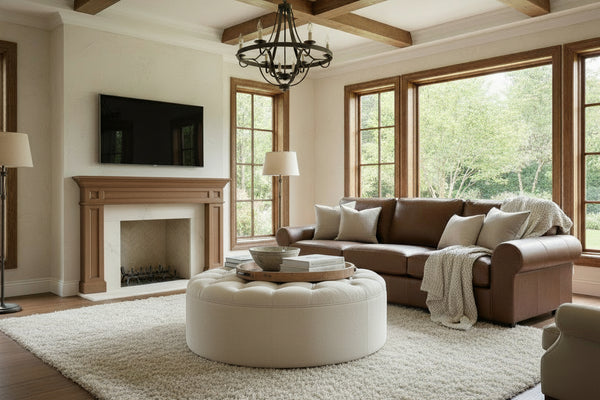 Lloyd 111 Inch Transitional Leather Pillowback Sofa