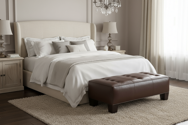 Logan 50 Inch Long Apartment Size Leather Coffee Table Bench