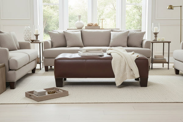 Logan 50 Inch Long Apartment Size Leather Coffee Table Bench