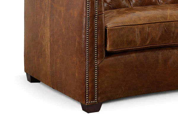London Leather Tufted Chair And 1/2