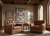 Image of London Leather Tufted Swivel Accent Chair