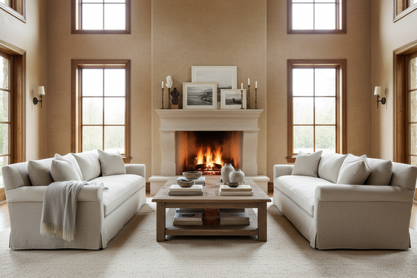 Lowell XL 110 Inch Single Bench Seat Slipcovered Fabric Sofa