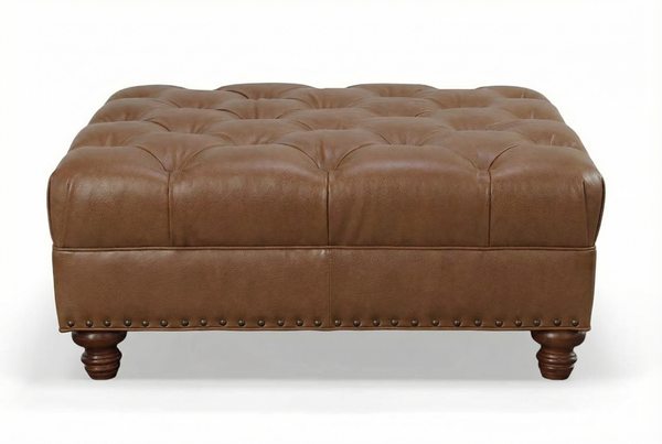 Lucas STORAGE "Ready To Ship" 40 Inch Square Leather Bench Ottoman (Photo For Style Only)