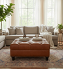 Image of Lucas "Ready To Ship" 40 Inch Square Leather STORAGE Bench Ottoman (Photo For Style Only)