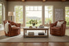 Image of Lucille Leather Tufted Swivel Barrel Accent Chair