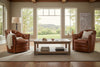 Image of Lucille Leather Tufted Swivel Barrel Accent Chair