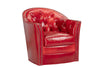 Image of Lucille Leather Tufted Swivel Barrel Accent Chair