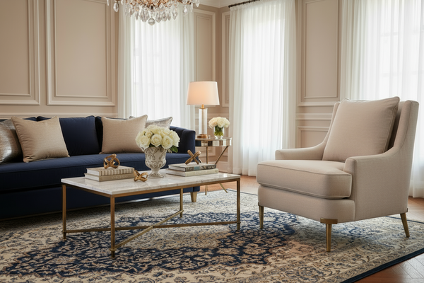 Lydia Fabric Chair With Aged Brass Metal Legs