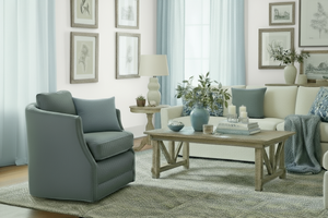 Lynne 8-Way Hand Tied Contemporary Fabric Pillow Back Accent Tub Style Swivel Chair