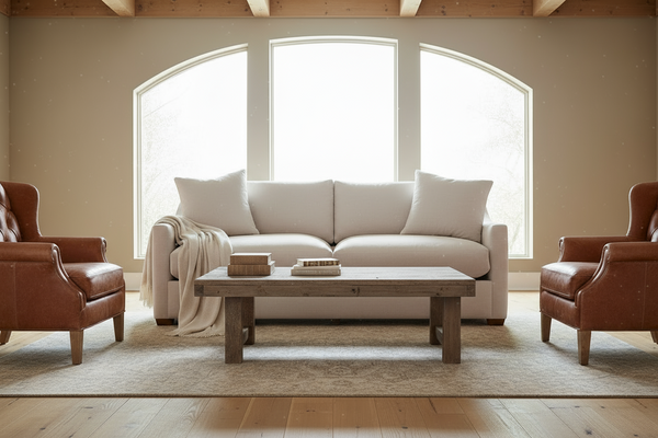 Macy 88 Inch "Quick Ship" Fabric Upholstered 2 Cushion Track Arm Sofa