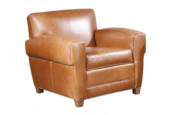 Madison Leather Art Deco Low Profile Club Chair