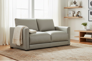 Malone Relaxed Modern Leather Track Arm Loveseat