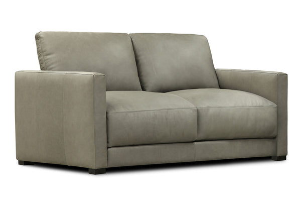 Malone Relaxed Modern Leather Track Arm Loveseat