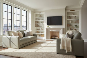 Malone 88 Inch Relaxed Modern Leather Two Cushion Track Arm Sofa