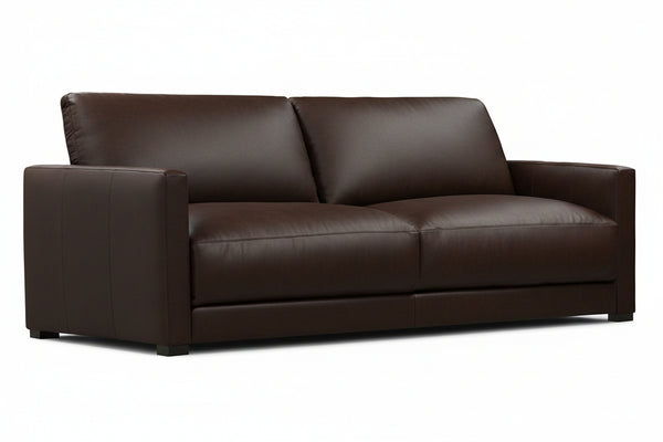 Malone 88 Inch Relaxed Modern Leather Two Cushion Track Arm Sofa