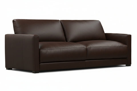Malone 88 Inch Relaxed Modern Leather Two Cushion Track Arm Sofa