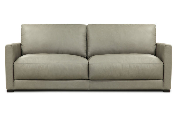 Malone 88 Inch Relaxed Modern Leather Two Cushion Track Arm Sofa