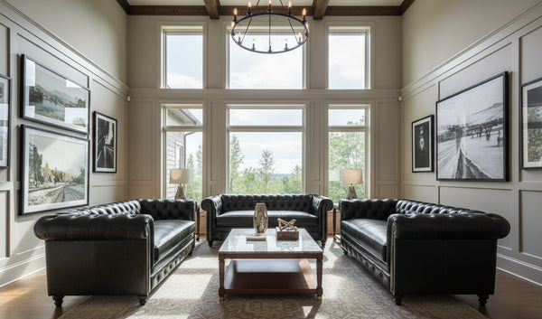 Manchester Leather Chesterfield Collection w/ Bench Seat