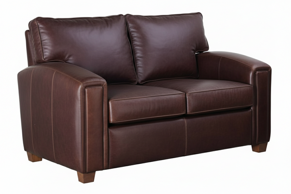 Manhattan Pillow Back Leather Loveseat