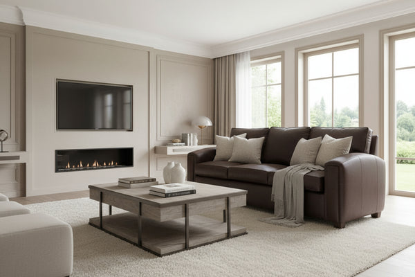 Manhattan 85.5 Inch Pillow Back Leather Sofa