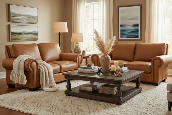 Marshall Traditional Leather Furniture Collection With Nailheads