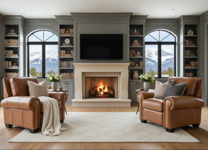 Marshall Traditional Leather Rolled Arm Club Chair Recliner