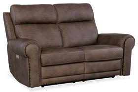 Maxwell Bark "Quick Ship" ZERO GRAVITY Wall Hugger Power Leather Reclining Loveseat-OUR OF STOCK UNTIL 6/25/24