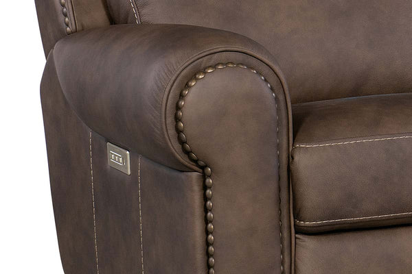 Maxwell Bark "Quick Ship" ZERO GRAVITY Wall Hugger Power Leather Reclining Loveseat