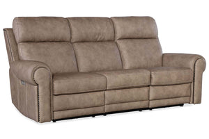 Maxwell Camel 90" Inch "Quick Ship" ZERO GRAVITY Wall Hugger Power Leather Reclining Sofa