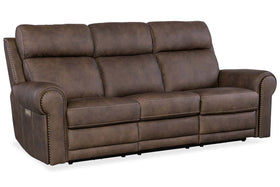 Maxwell Bark 90" Inch "Quick Ship" ZERO GRAVITY Wall Hugger Power Leather Reclining Sofa-  OUT OF STOCK UNTIL 7/15/24
