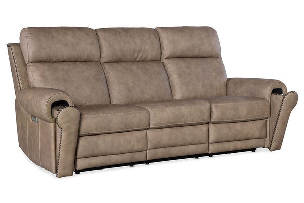 Maxwell Camel 90" Inch "Quick Ship" ZERO GRAVITY Wall Hugger Power Leather Reclining Sofa