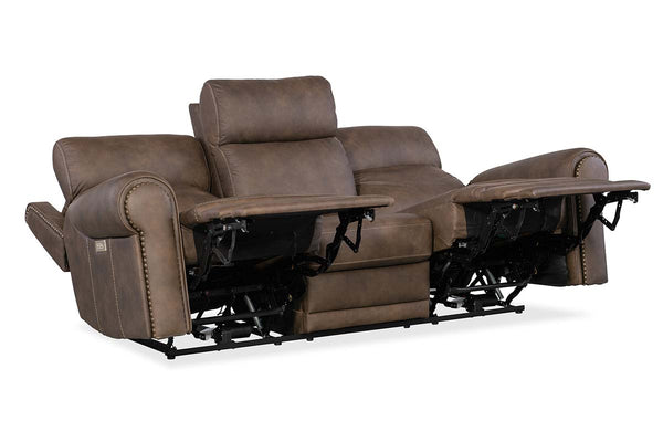 Maxwell Bark 90" Inch "Quick Ship" ZERO GRAVITY Wall Hugger Power Leather Reclining Sofa