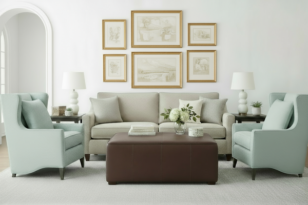 Megan 8-Way Hand Tied Fabric Pillow Back Wingback Accent Chair