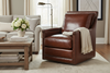 Image of Melvin Saddle "Quick Ship" Leather SWIVEL Accent Chair