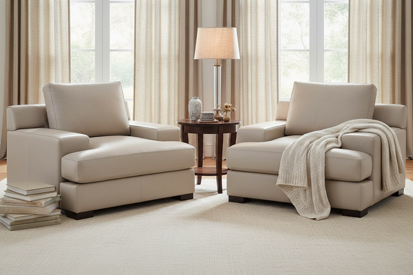 Metropolitan Modern Track Arm Leather Club Chair & 1/2