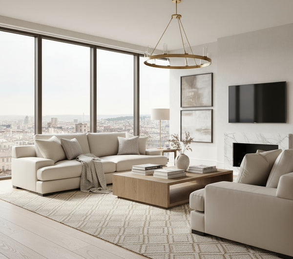 Metropolitan Modern Leather Wide Track Arm Sofa Collection