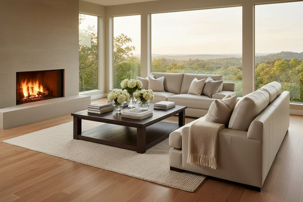 Metropolitan 94 Inch Modern Leather Two Cushion Wide Track Arm Sofa