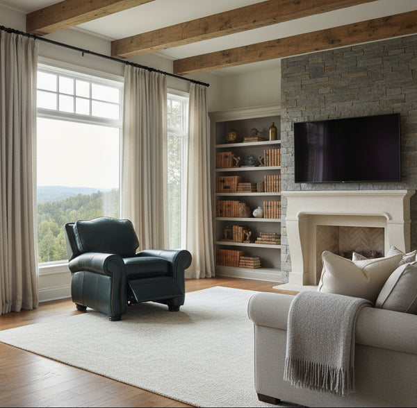 Milo Traditional Leather Rolled Arm Club Chair Recliner